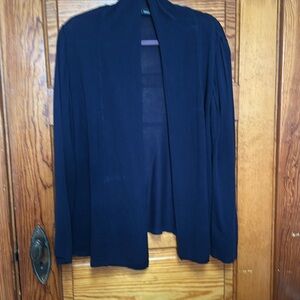 Nina Leonard Navy Blue open front sweater size Large